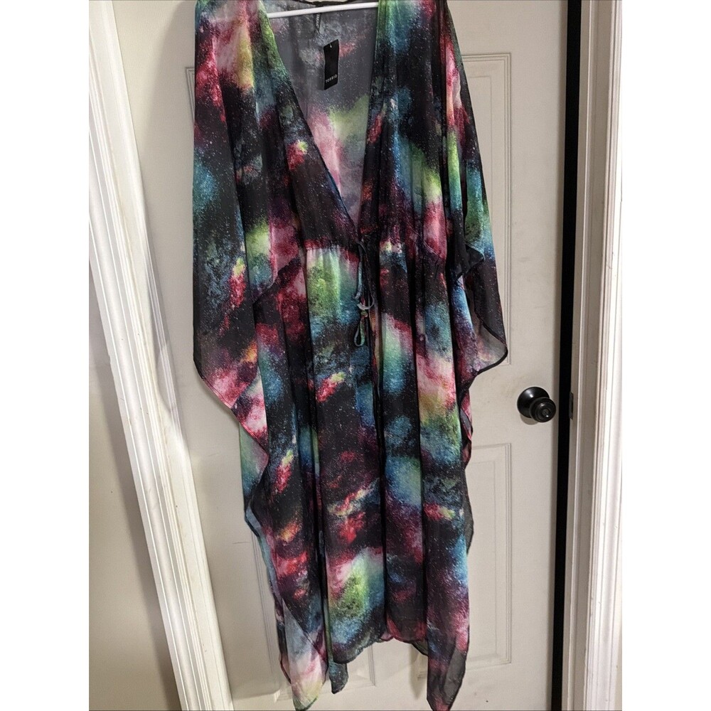 Torrid 3/4  Galaxy Space Open Robe Swim Swimsuit Cover Up Kaftan NWT
